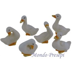 Set of 6 geese resin cm 4