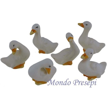 Set of 6 geese resin cm 4