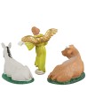 Set asino bue e Angelo Gloria per Presepe 9 cm