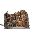 Nacimiento iluminado con horno y cascada funcional completo de