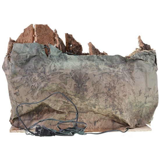 Presepe illuminato con forno e cascata funzionante completo di