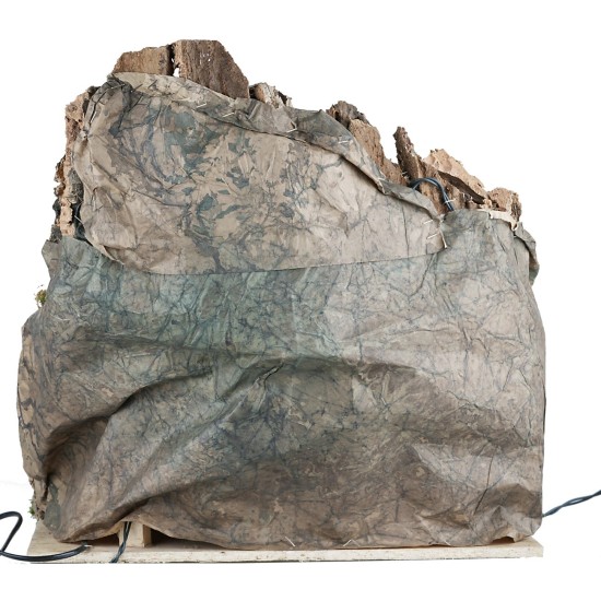 Illuminated nativity scene with waterfall and working fountain cm