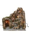 Illuminated nativity scene with functioning lion head fountain cm