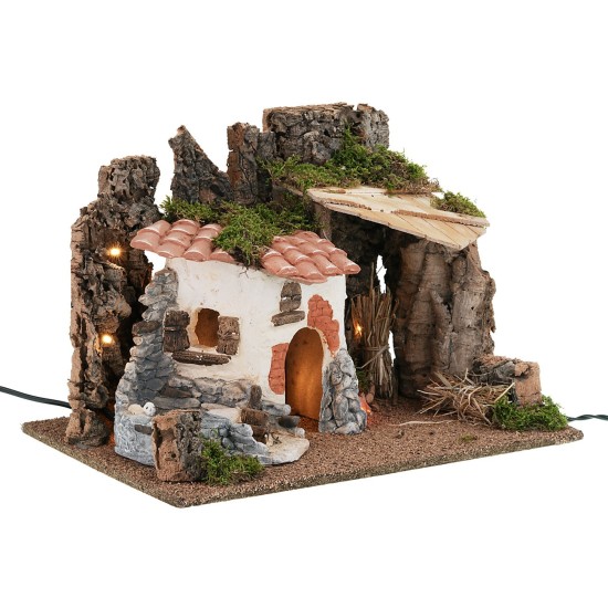 Ambientación de campo iluminada con fuego cm 39x28x27h
