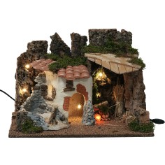 Ambientazione di campagna illuminata con fuoco cm 39x28x27h 2