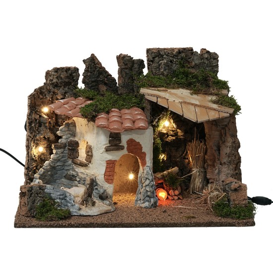 Ambientación de campo iluminada con fuego cm 39x28x27h