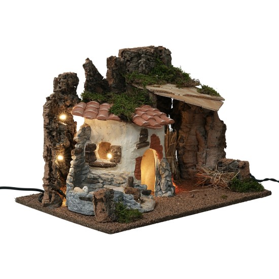 Ambientación de campo iluminada con fuego cm 39x28x27h