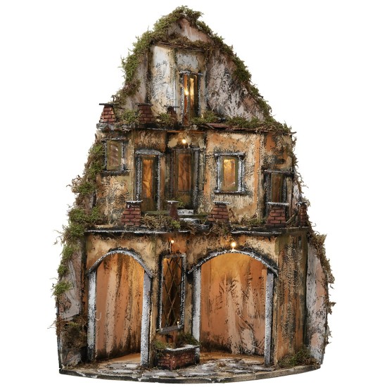 Presepe illuminato ad angolo con fontana cm 43x43x82 h