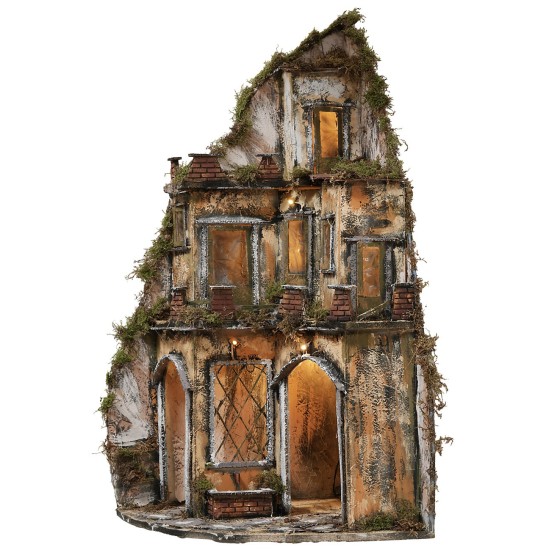 Presepe illuminato ad angolo con fontana cm 43x43x82 h