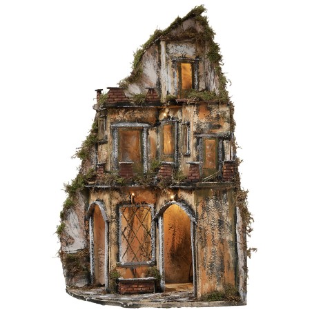 Presepe illuminato ad angolo con fontana cm 43x43x82 h