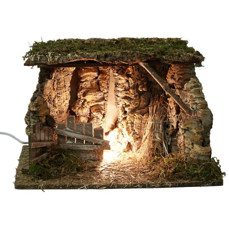 Grotta illuminata cm 39x27x25h per presepe Mondo Presepi