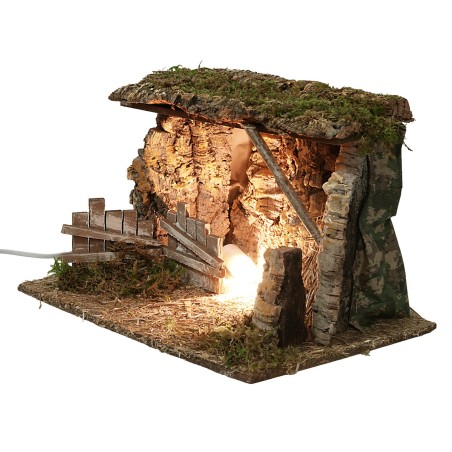 Grotta illuminata cm 39x27x25h per presepe Mondo Presepi