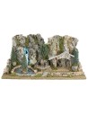 Nativity scene with hut, lake, and river depth effect cm