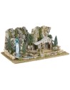 Nativity scene with hut, lake, and river depth effect cm