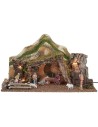 Capanna illuminata con montagne completa di statue cm 57x34x33 h