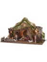 Capanna illuminata con montagne completa di statue cm 57x34x33 h