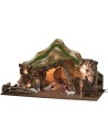 Capanna illuminata con montagne completa di statue cm 57x34x33 h