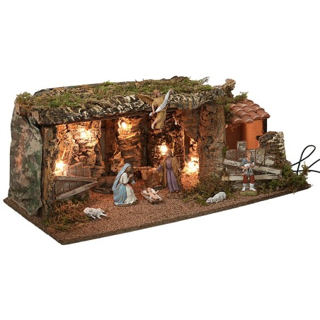 Capanna illuminata con Natività serie Landi Moranduzzo cm