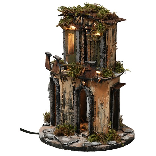 Borgo circolare in stile napoletano completo di luci cm ⌀19x27