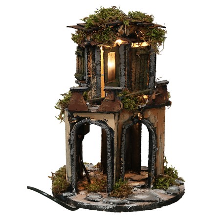 Borgo circolare in stile napoletano completo di luci cm Ø 19x27