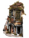 Complete Neapolitan nativity scene with lights and Landi series statues