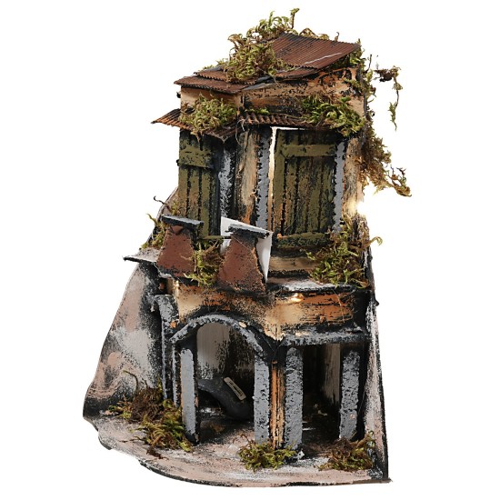 Neapolitan-style corner village complete with lights cm