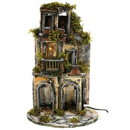 Illuminated village for 7-8 cm statues in Neapolitan style size