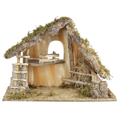 Capanna per presepe cm 65x34xh45 altezza, legno, muschio