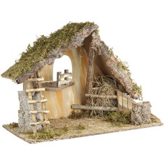 Capanna per presepe cm 65x34xh45 altezza, legno, muschio 2