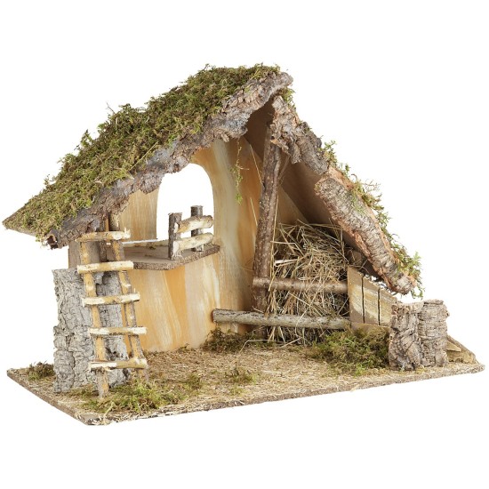 Capanna per presepe cm 65x34xh45 altezza, legno, muschio