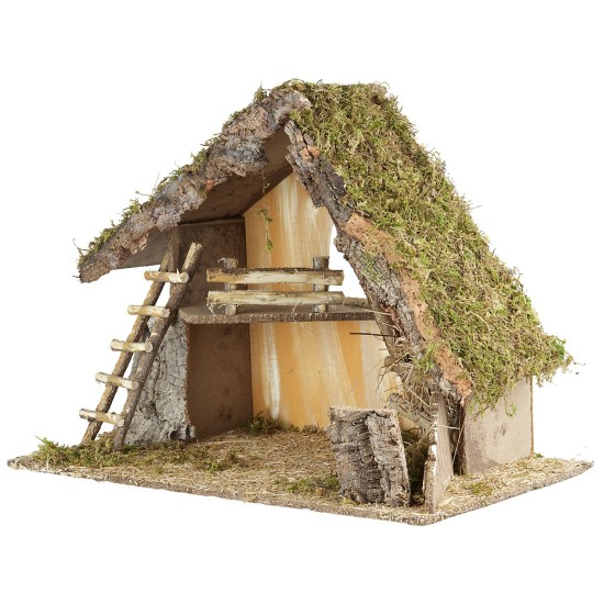 Capanna per presepe cm 65x34xh45 altezza, legno, muschio