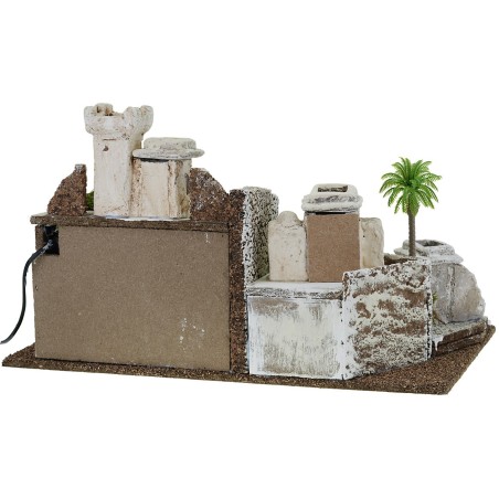 Presepe illuminato in stile palestinese con statue Landi