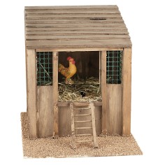 Illuminated chicken coop with moving rooster with sounds cm 2