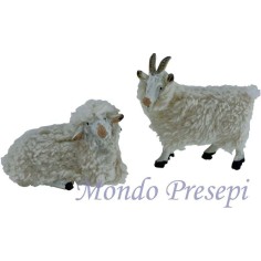 2 pcs set goat with sheep with wool for statues 15-20 cm