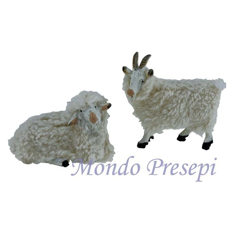 2 pcs set goat with sheep with wool for statues 15-20 cm