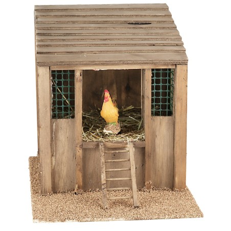 Illuminated chicken coop with moving rooster with sounds cm