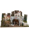 Pesebre con cueva de piedra blanca completo de estatuas Landi
