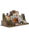 Pesebre con cueva de piedra blanca completo de estatuas Landi