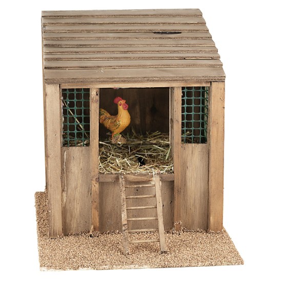 Pollaio illuminato con gallo in movimento cm 24x34x27h