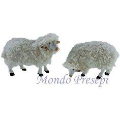 Set de 2 ovejas para estatuas con lana de 15-20 cm Mundo Pesebres