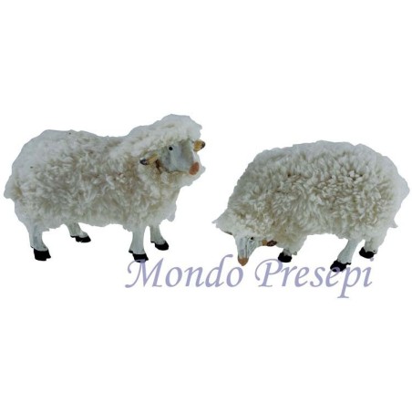 Set de 2 ovejas para estatuas con lana de 15-20 cm Mundo Pesebres