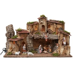 Presepe illuminato completo di statue Landi Moranduzzo