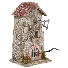 Mulino a vento con pale in legno funzionante cm 14x12x24,5 h 2