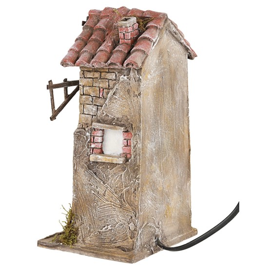 Mulino a vento con pale in legno funzionante cm 14x12x24,5 h