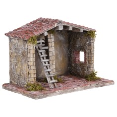 Capanna artigianale di pregio per presepe cm 30x18x21h legno 2