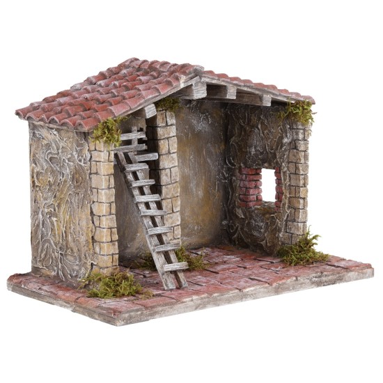 Cabaña artesanal de calidad para pesebre cm 30x18x21h