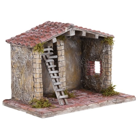 Cabaña artesanal de calidad para pesebre cm 30x18x21h