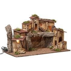 Presepe con villaggio illuminato cm 56x33,5x34h altezza 2