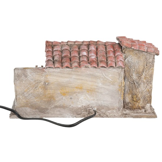 Casona con molino de agua en movimiento de 32x20x18 cm h.