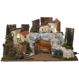 Pesebre con cueva de piedra cm 59x34x33 h